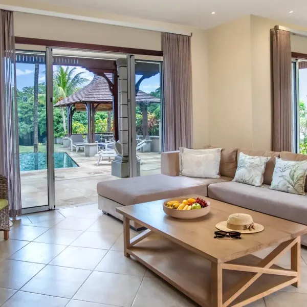 living area with direct pool access villa mauritius