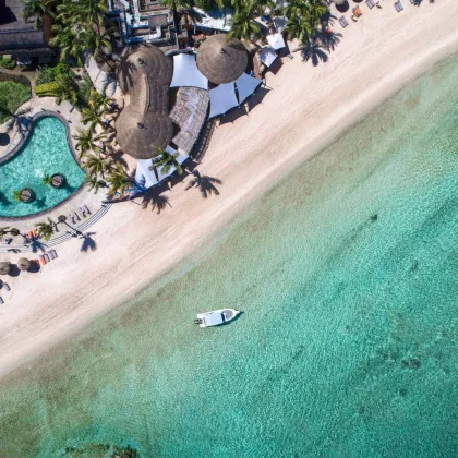 Aerial Beach and Pool view of Heritage Awali
