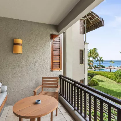 Deluxe sea view room with private balcony overlooking the ocean