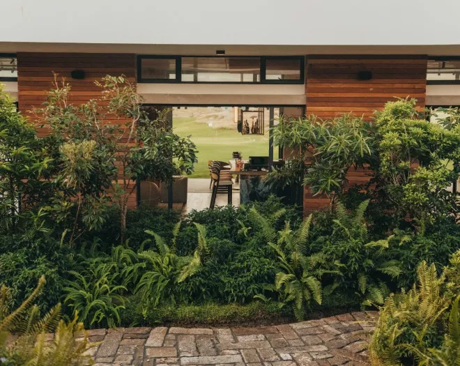 Mini forest garden at La Réserve Golf Links, showcasing native plants and biodiversity in Mauritius