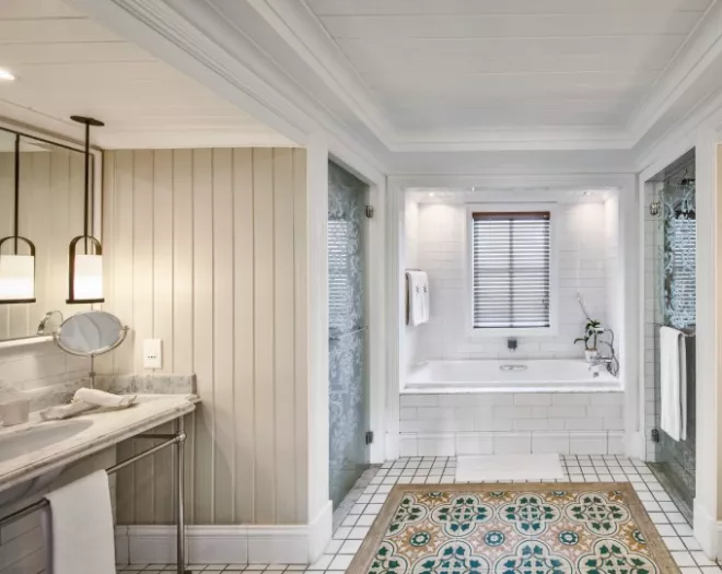 clean hygienic bathroom with pristine finishes