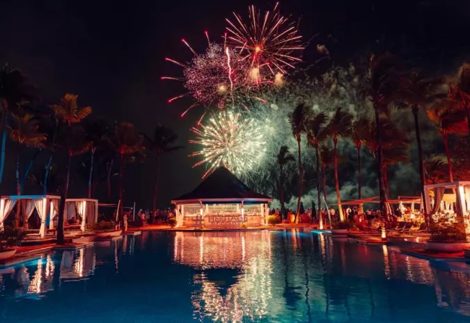 fireworks during festive seasons at Heritage Resorts Mauritius