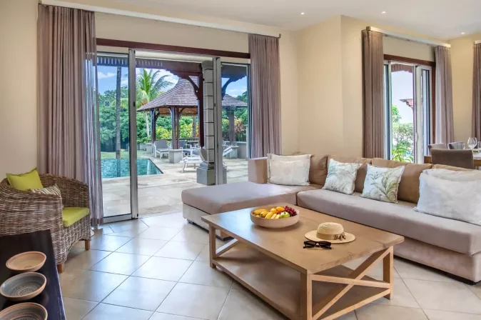 living area with direct pool access villa mauritius