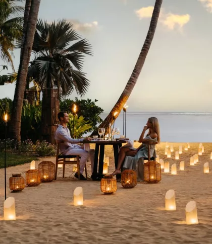 Candlelit dinner on the beach heritage resorts mauritius
