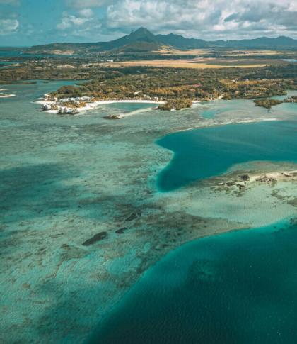 Aerial view over the island of Mauritius